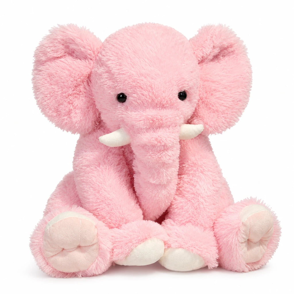 Elephant Plush with Floppy Ears and Soft Fluffy Fabric - Pink