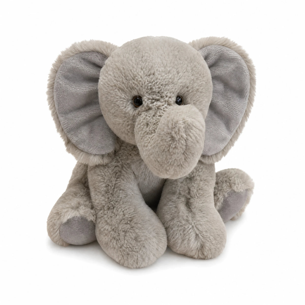 Elephant Stuffed Animal - Soft Gray Plush Toy - Fond blanc