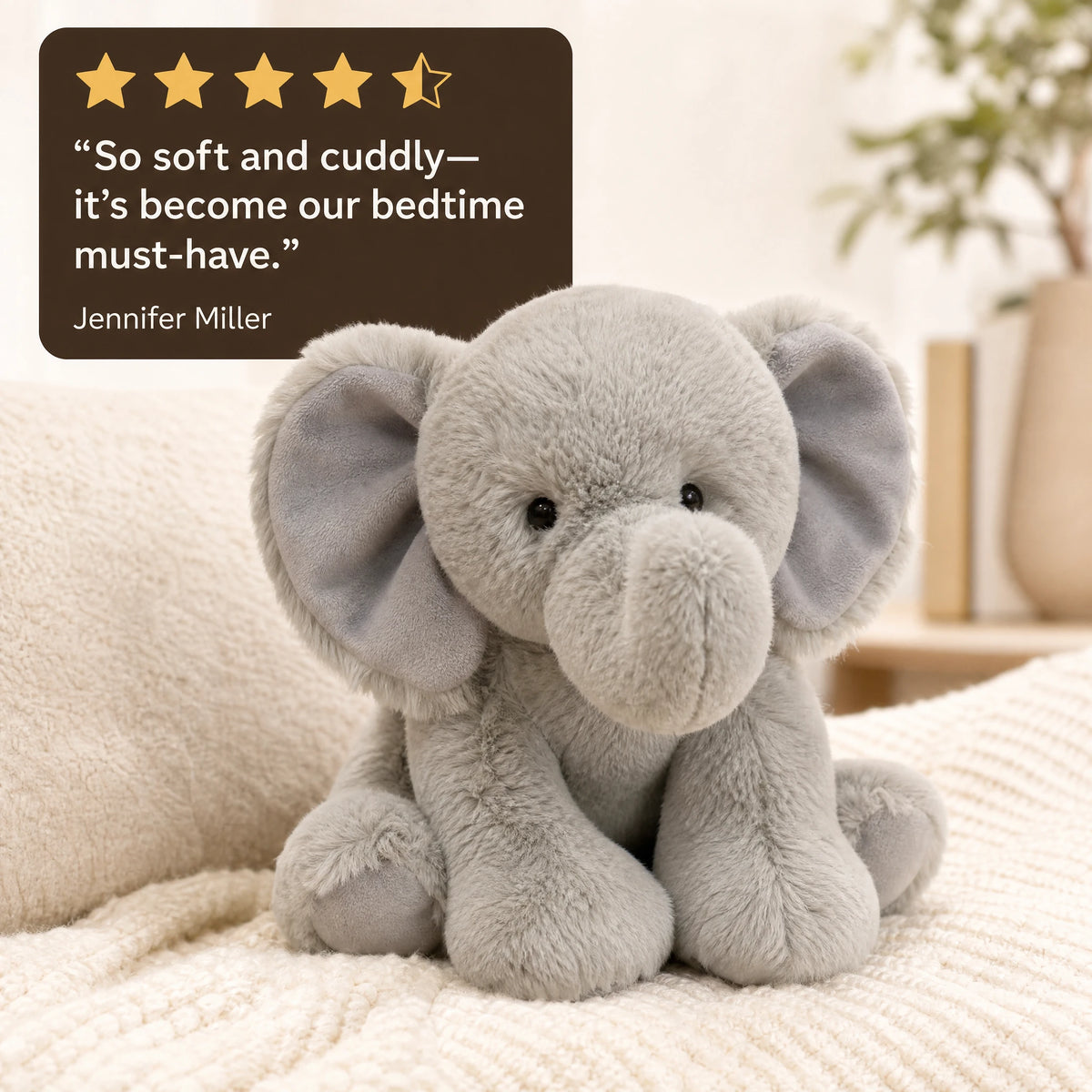 Elephant Stuffed Animal - Soft Gray Plush Toy - Image témoignage