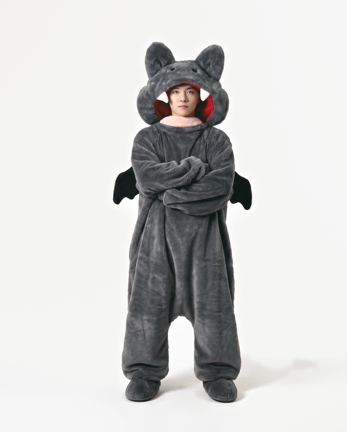 Charcoal Fang Monster Onesie, arms crossed