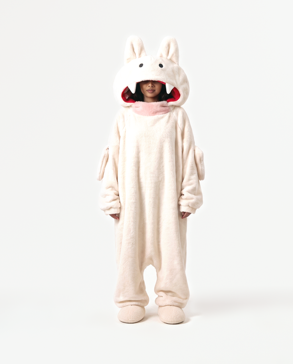 Cream Fang Monster Onesie, front view