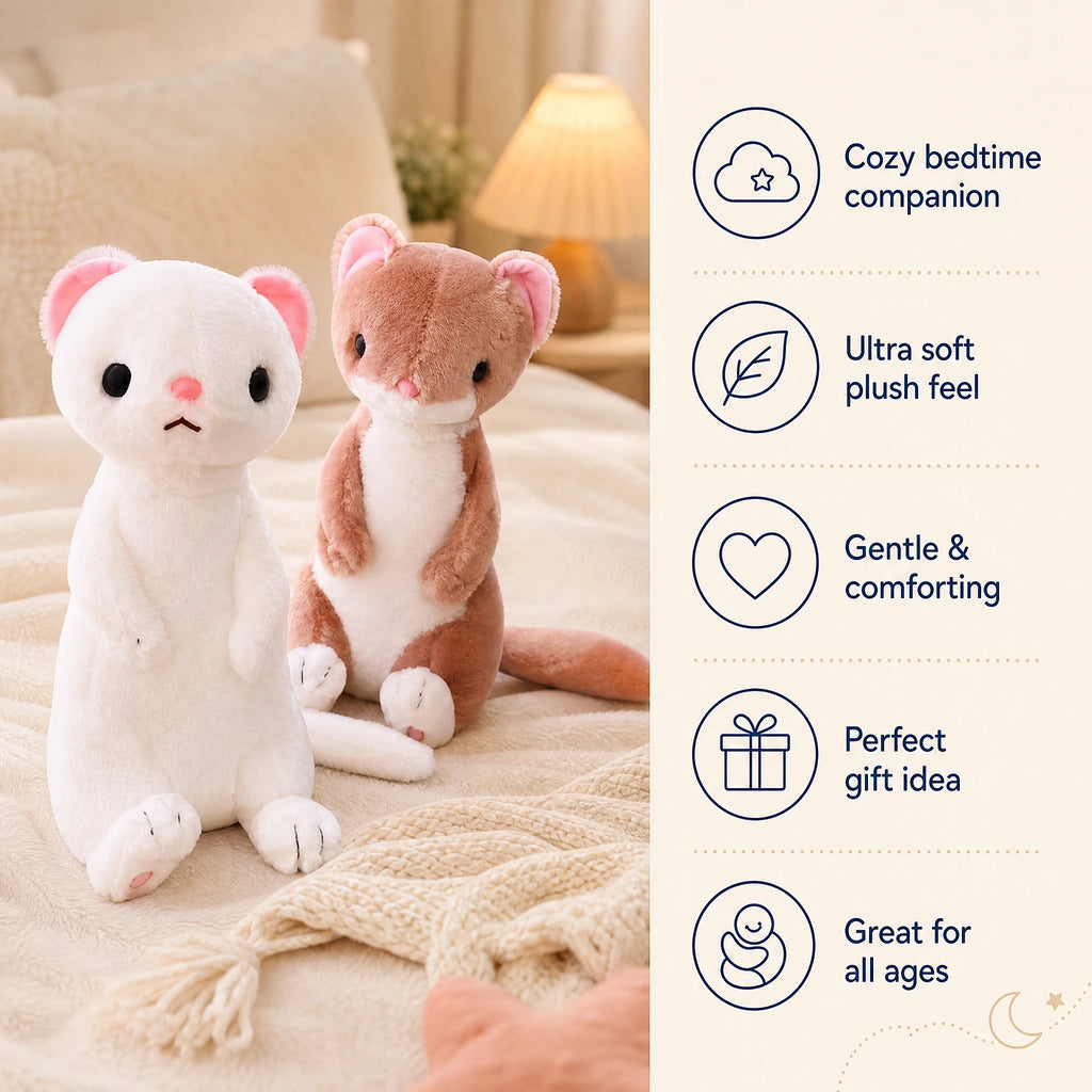 Ferret Plush in Standing Pose with Pink Details - Bénéfices produit
