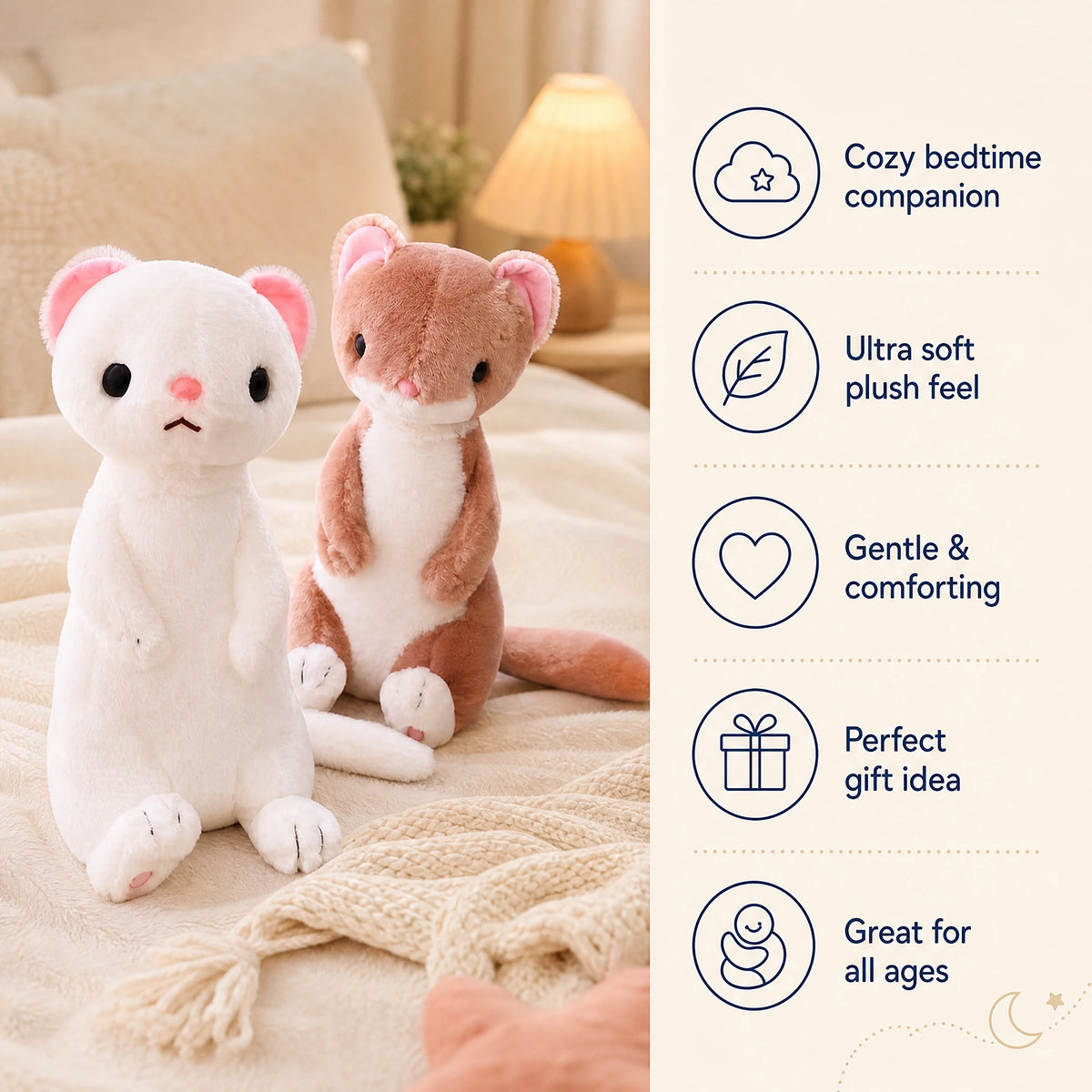 Ferret Plush in Standing Pose with Pink Details - Bénéfices produit