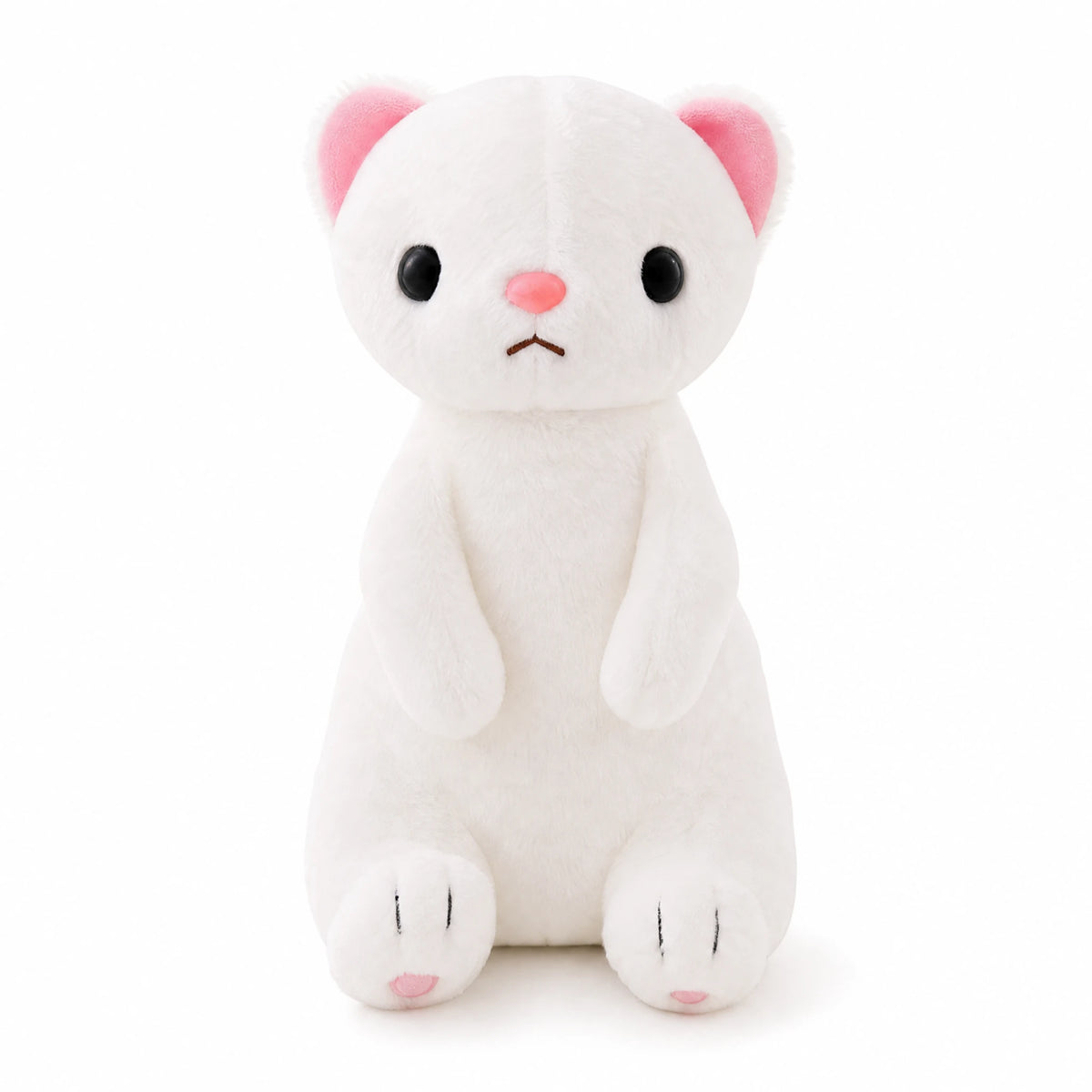 Ferret Plush in Standing Pose with Pink Details - Fond blanc