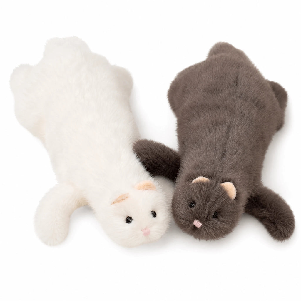 Ferret Plush Toy with Ultra-Soft Fur in White or Gray - Fond blanc
