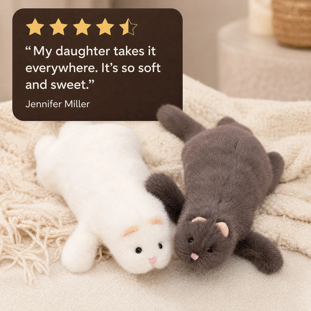 Ferret Plush Toy with Ultra-Soft Fur in White or Gray - Image témoignage