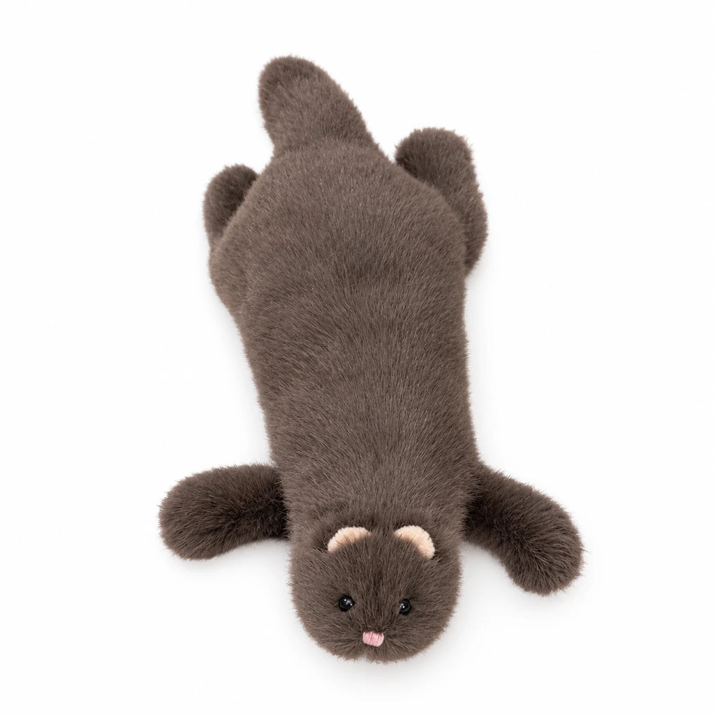 Ferret Plush Toy with Ultra-Soft Fur in White or Gray - Miso (Brown)