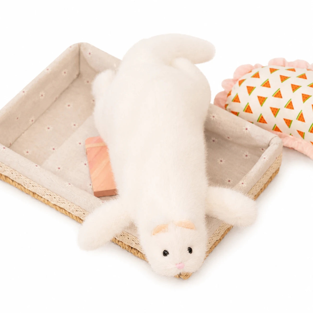 Ferret Plush Toy with Ultra-Soft Fur in White or Gray - Mochi (White)