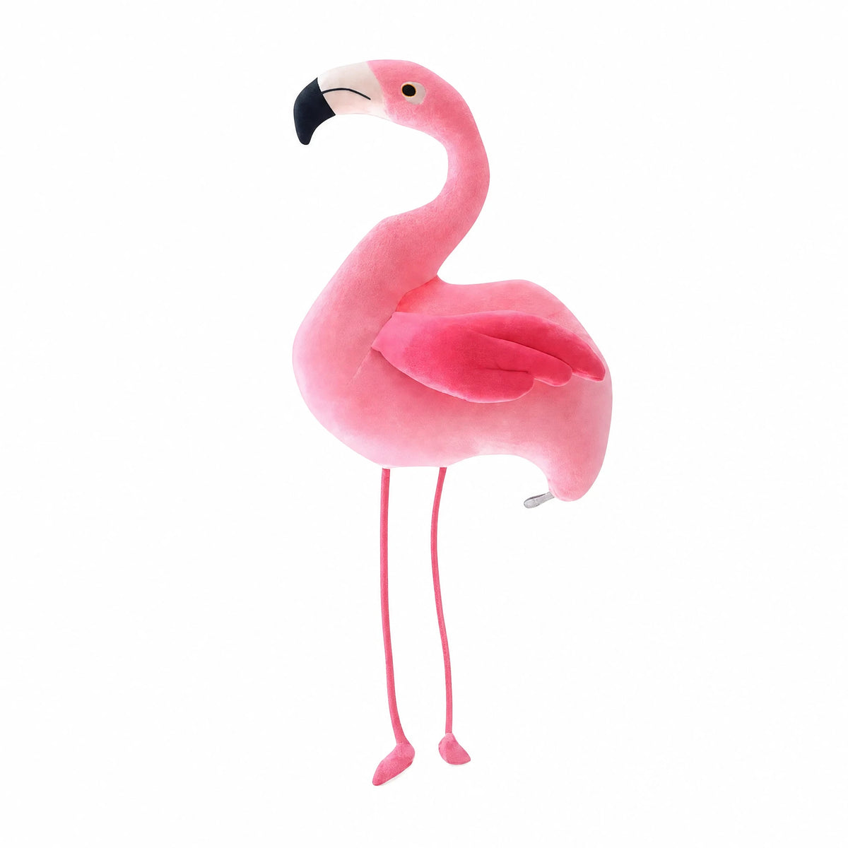 Flamingo Plush in Soft Pink Cotton - Standing Pose - Fond blanc