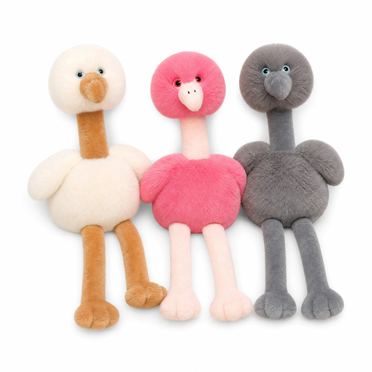 Flamingo Plush Toy with Fluffy Head and Long Dangling Legs - Fond blanc