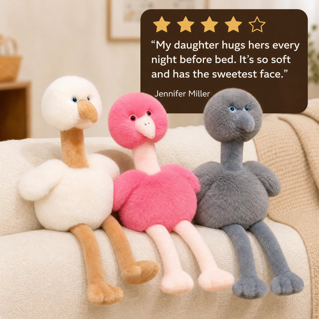 Flamingo Plush Toy with Fluffy Head and Long Dangling Legs - Image témoignage