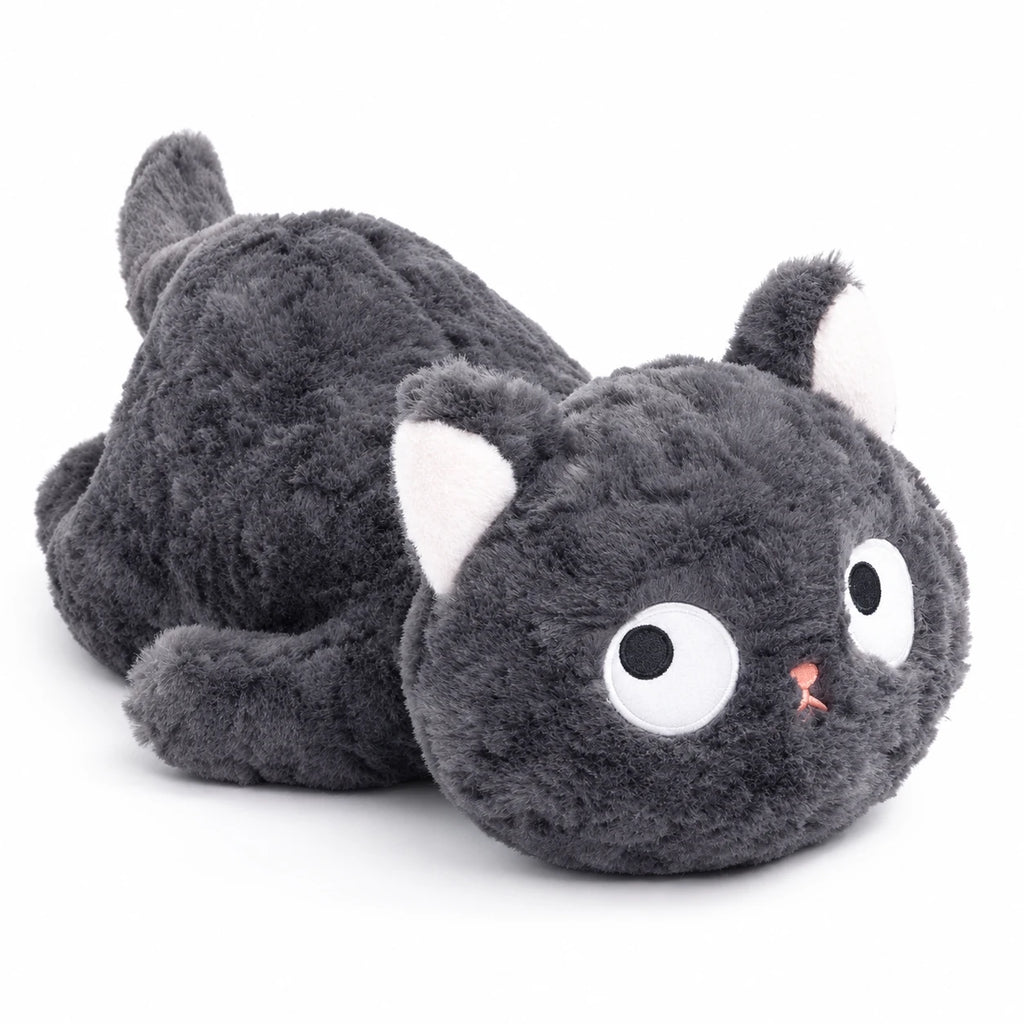 Fluffy Black Cat Plush with Round Body and Big Eyes - 14in / 35cm · 20in / 50cm · 27in / 70cm