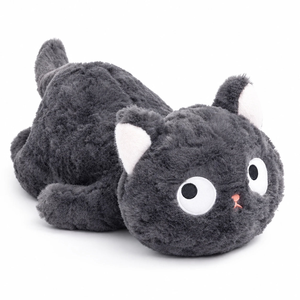 Fluffy Black Cat Plush with Round Body and Big Eyes - 14in / 35cm · 20in / 50cm · 27in / 70cm