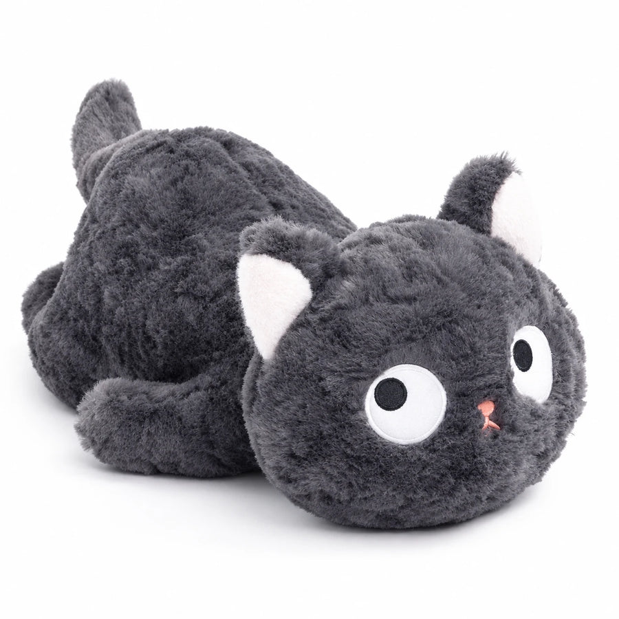 Fluffy Black Cat Plush with Round Body and Big Eyes - 14in / 35cm · 20in / 50cm · 27in / 70cm