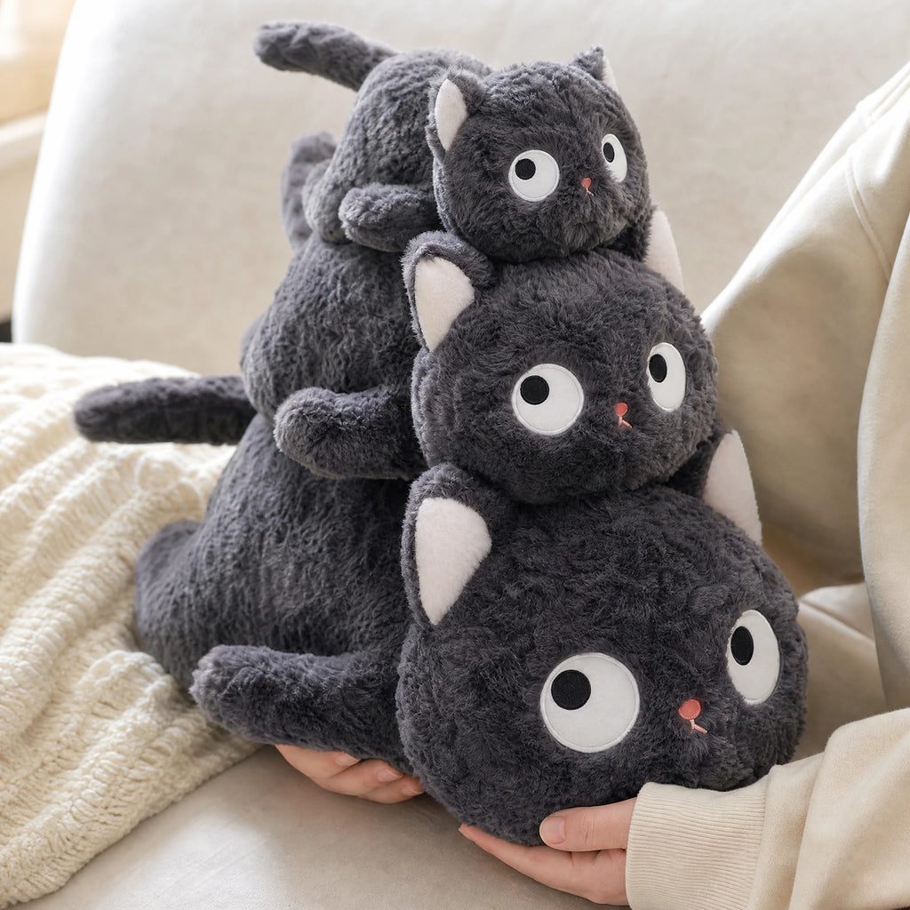 Fluffy Black Cat Plush with Round Body and Big Eyes - Utilisation du produit