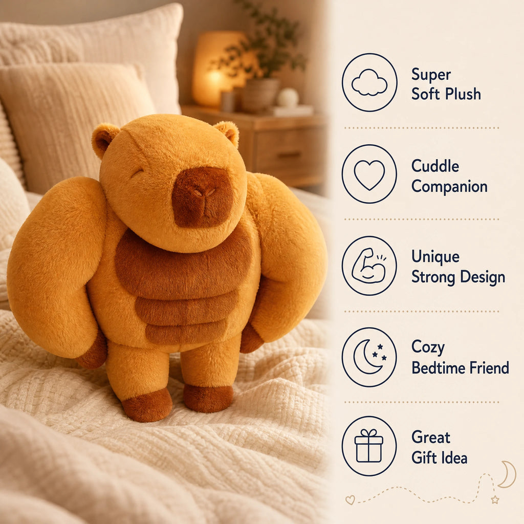 Fluffy Capybara Plush with Muscular Design - Bénéfices produit