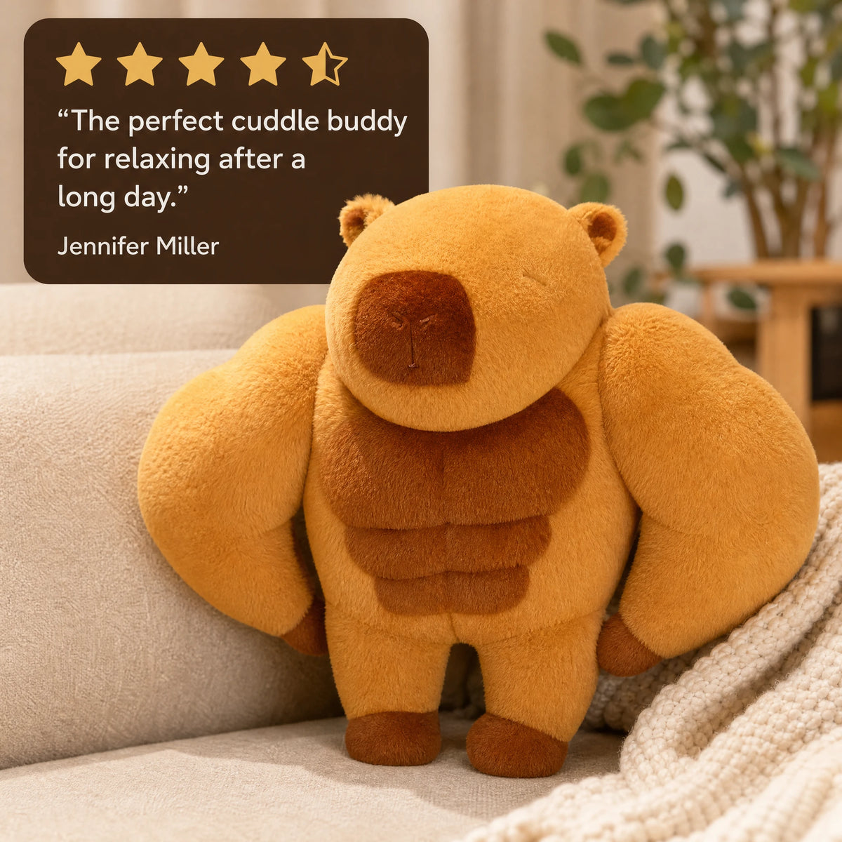Fluffy Capybara Plush with Muscular Design - Image témoignage