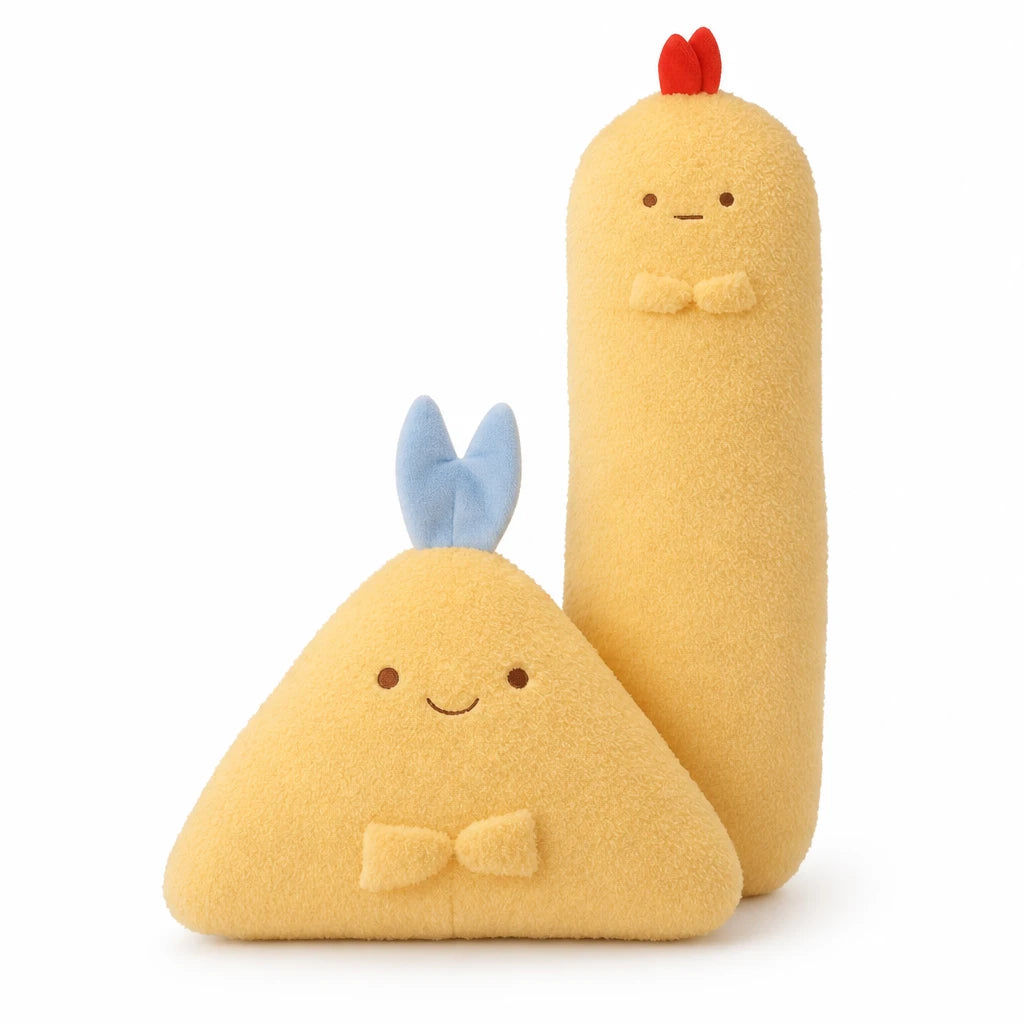 Food Plush Toy Fried Shrimp Family Set of Three - Fond blanc