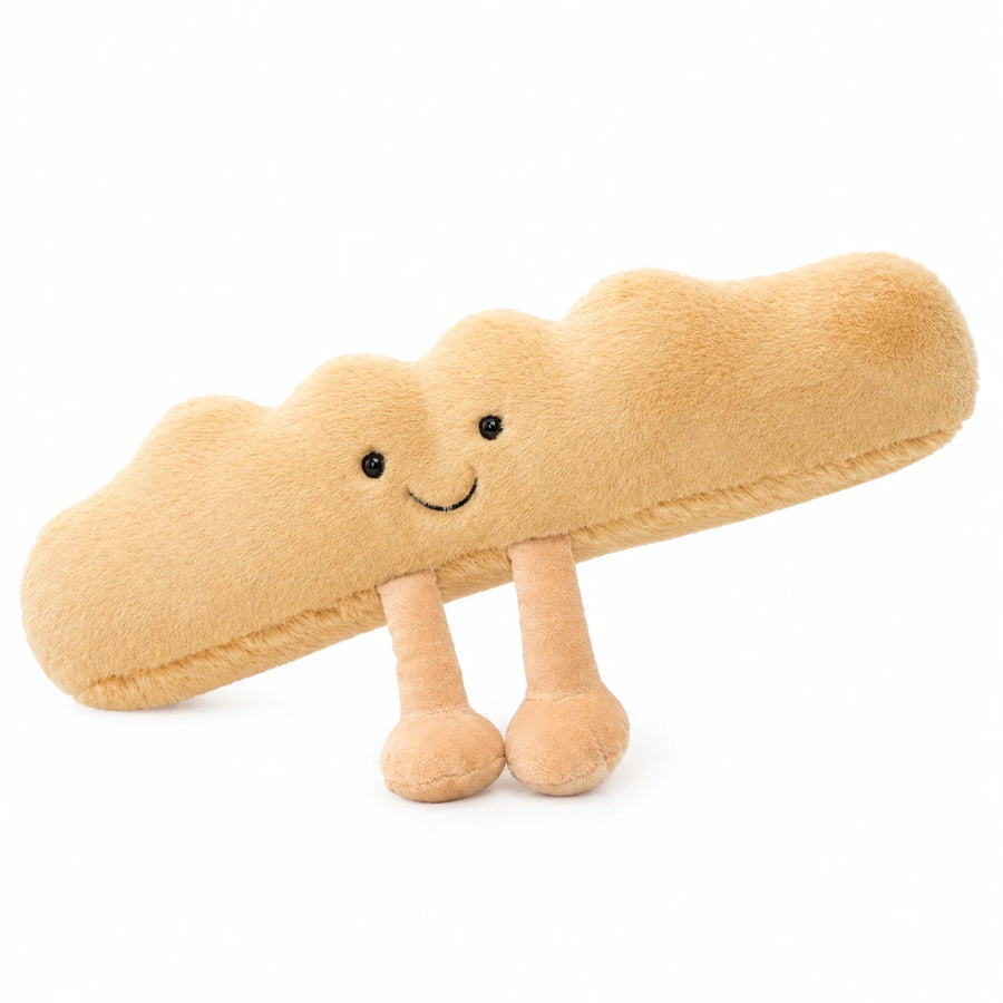 Food Plushies Set with Baguette, Toast, Pretzel, Croissant - Baguette