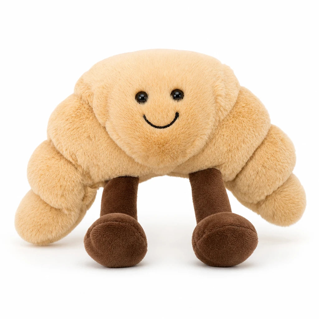Food Plushies Set with Baguette, Toast, Pretzel, Croissant - Croissant