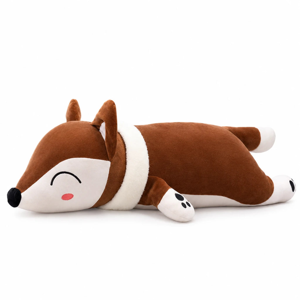 Fox Plush Pillow in Soft Red with Cuddly Sleeping Design - Brown (Freddie) / 13in / 35cm … (5 tailles)