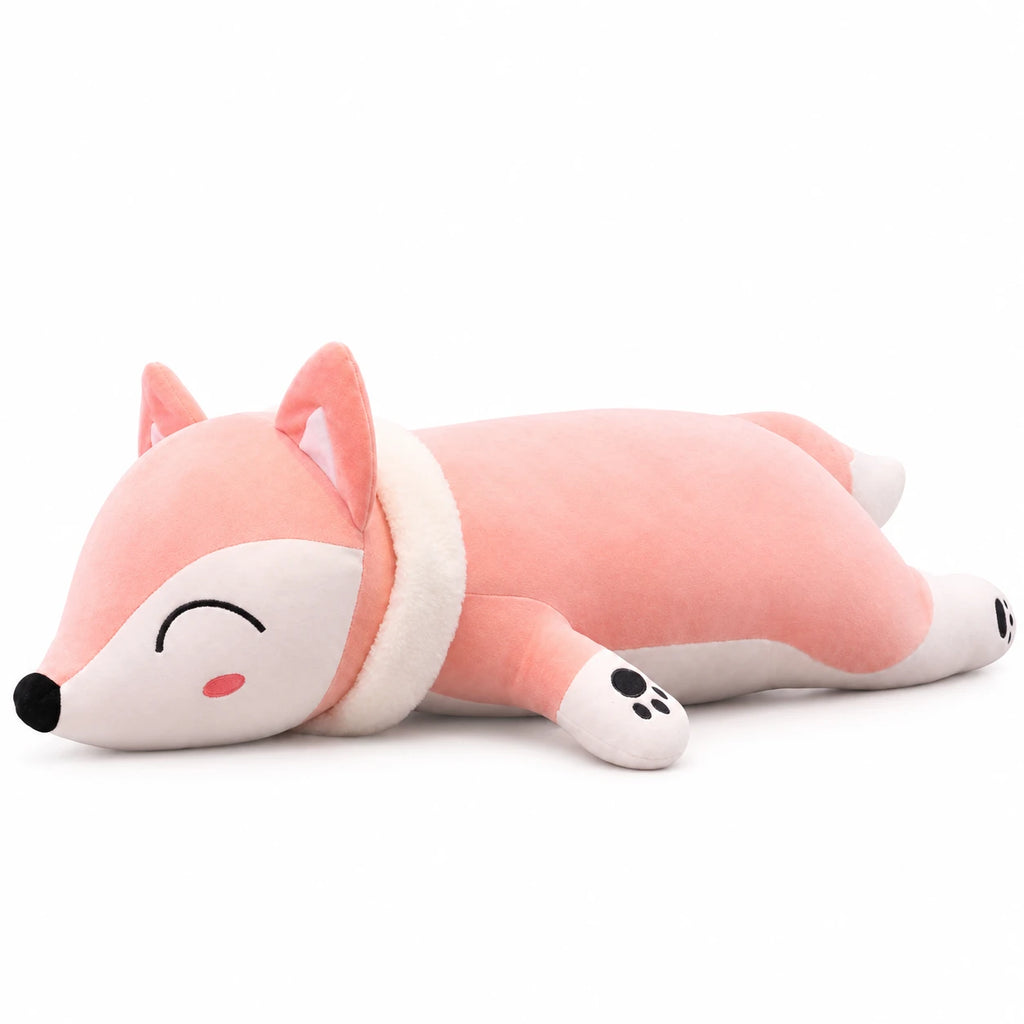 Fox Plush Pillow in Soft Red with Cuddly Sleeping Design - Pink (Felicia) / 13in / 35cm … (5 tailles)