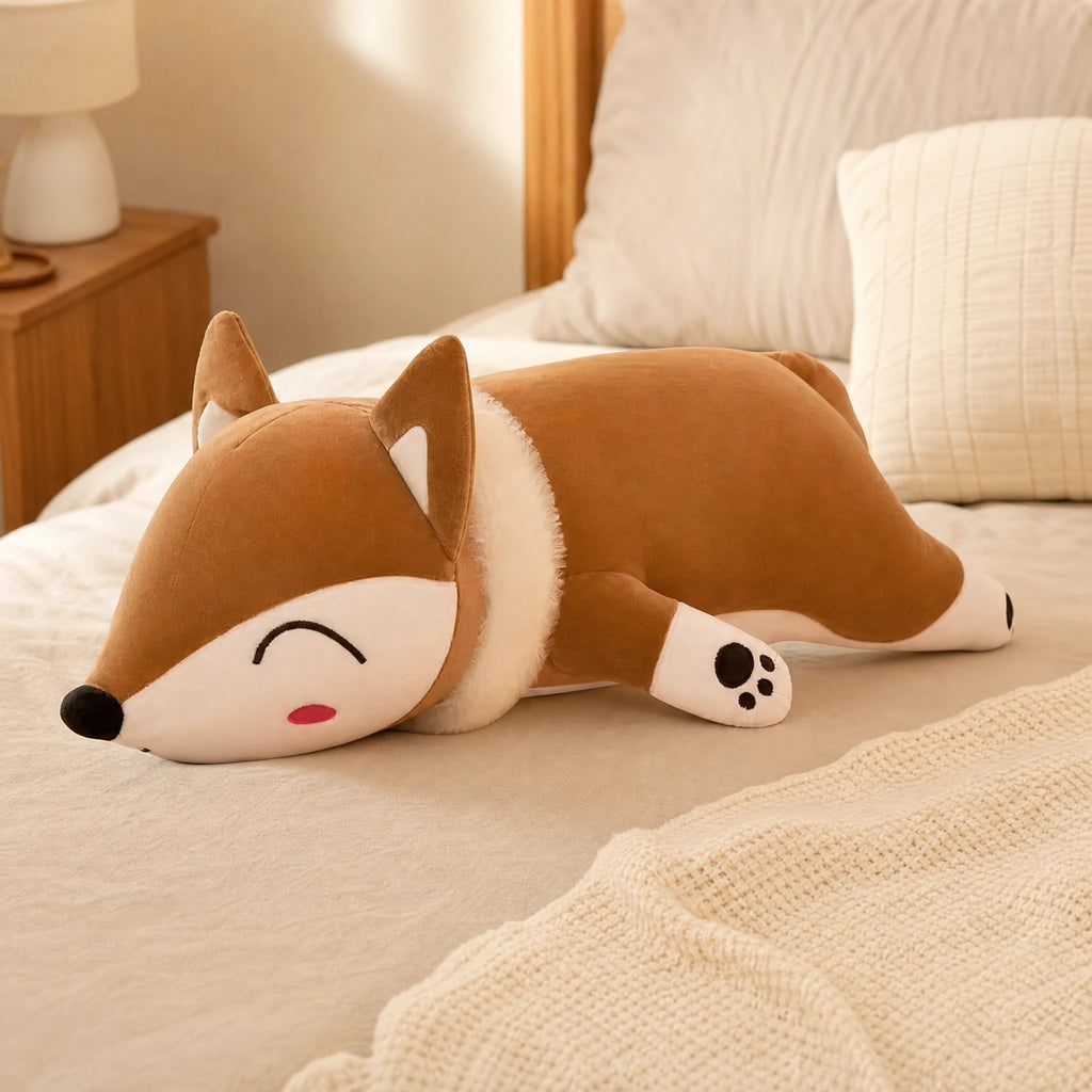 Fox Plush Pillow with Sleeping Face Design - Utilisation du produit