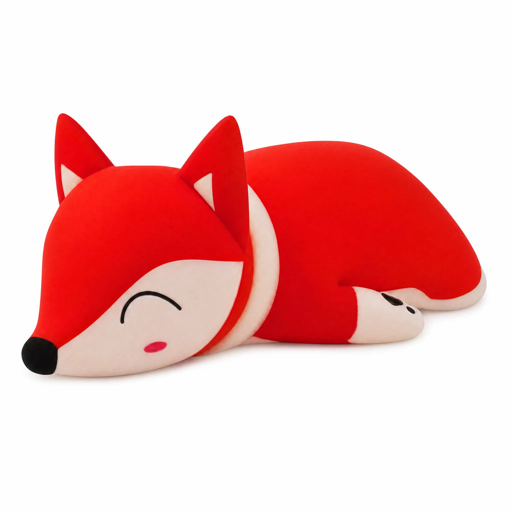 Fox Plush Toy in Vibrant Red Kawaii Design - Fond blanc