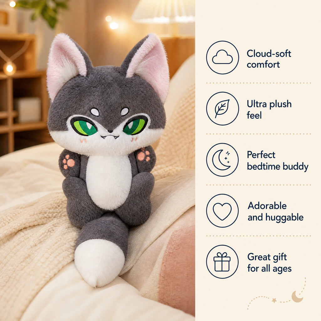 Fox Plush Toy with Long Fluffy Tail and Paw Details - Bénéfices produit