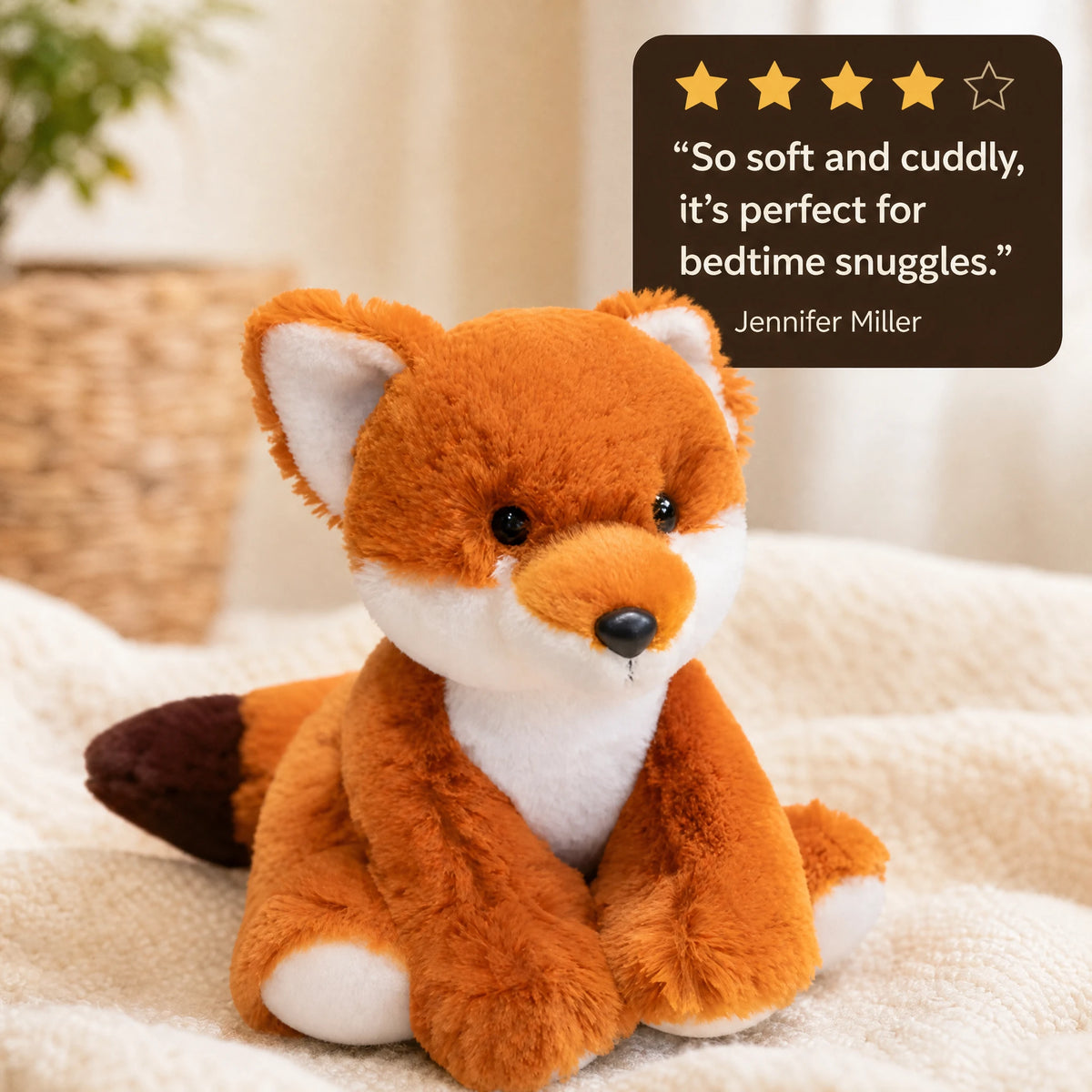 Fox Plush with Big Black Eyes and Soft Orange Fur - Image témoignage