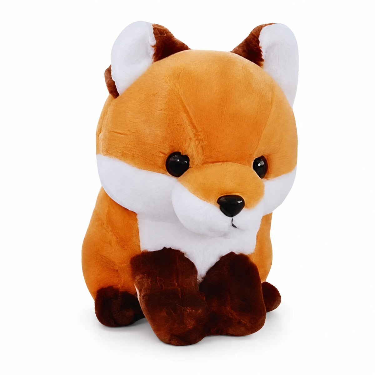 Fox Plush with Orange and White Coloring - Fond blanc