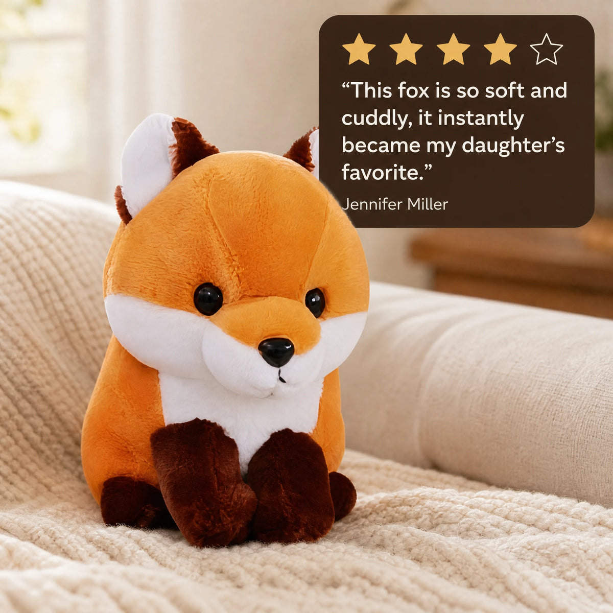 Fox Plush with Orange and White Coloring - Image témoignage
