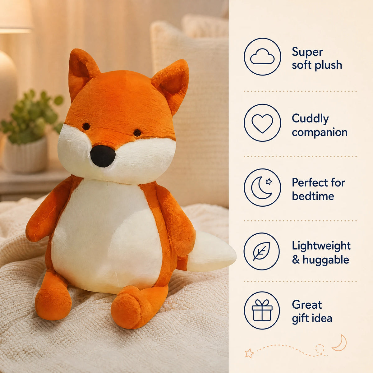 Fox Plush with Sitting Pose and Bushy Tail - Bénéfices produit