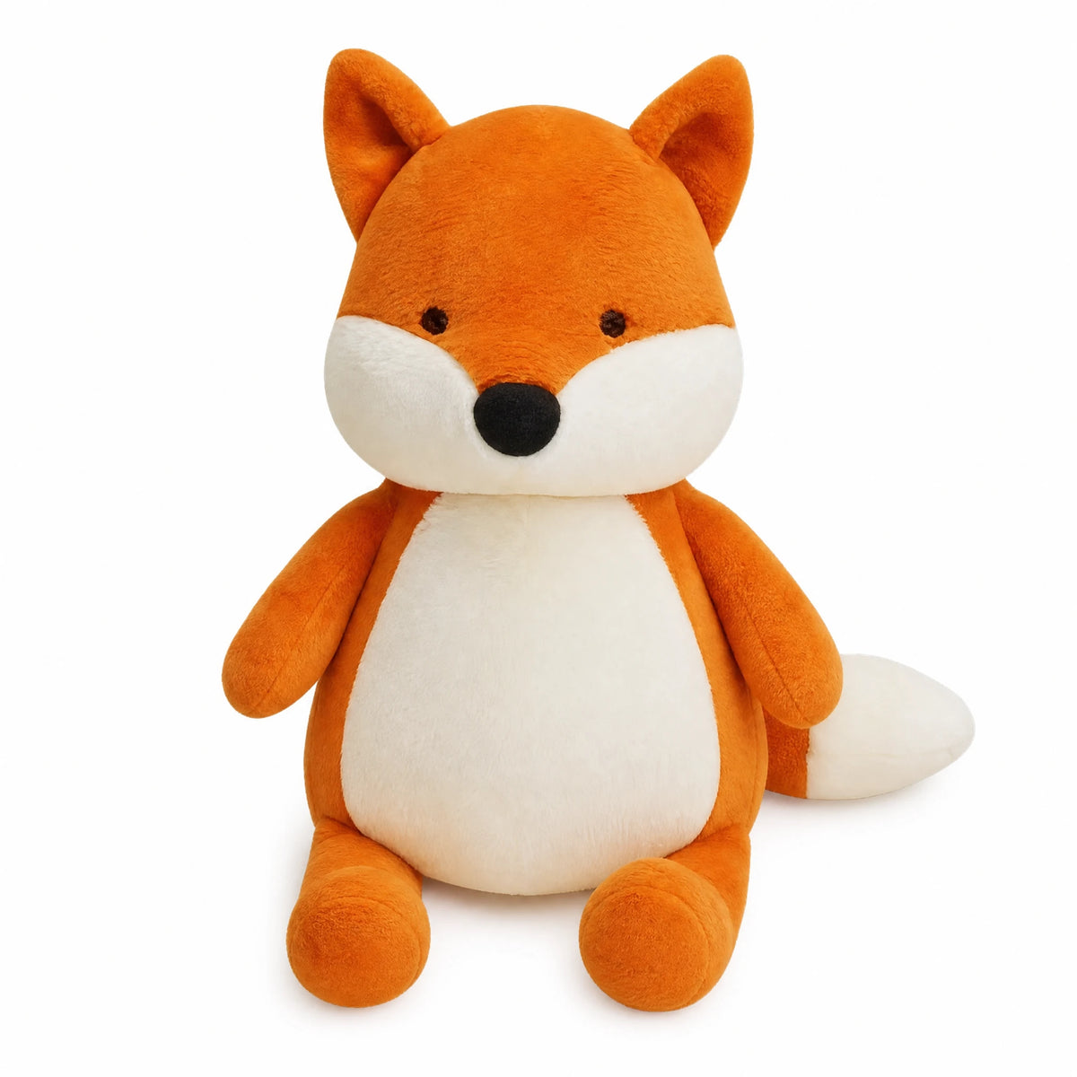 Fox Plush with Sitting Pose and Bushy Tail - Fond blanc