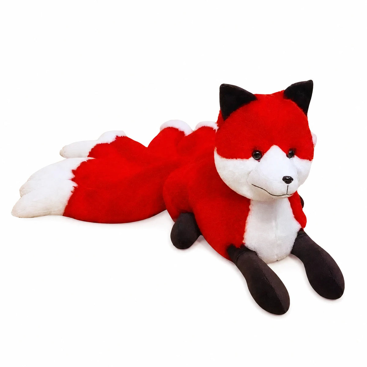 Fox Plush with Sitting Pose and Fluffy Tail Design - 25in / 63cm · 22in / 56cm