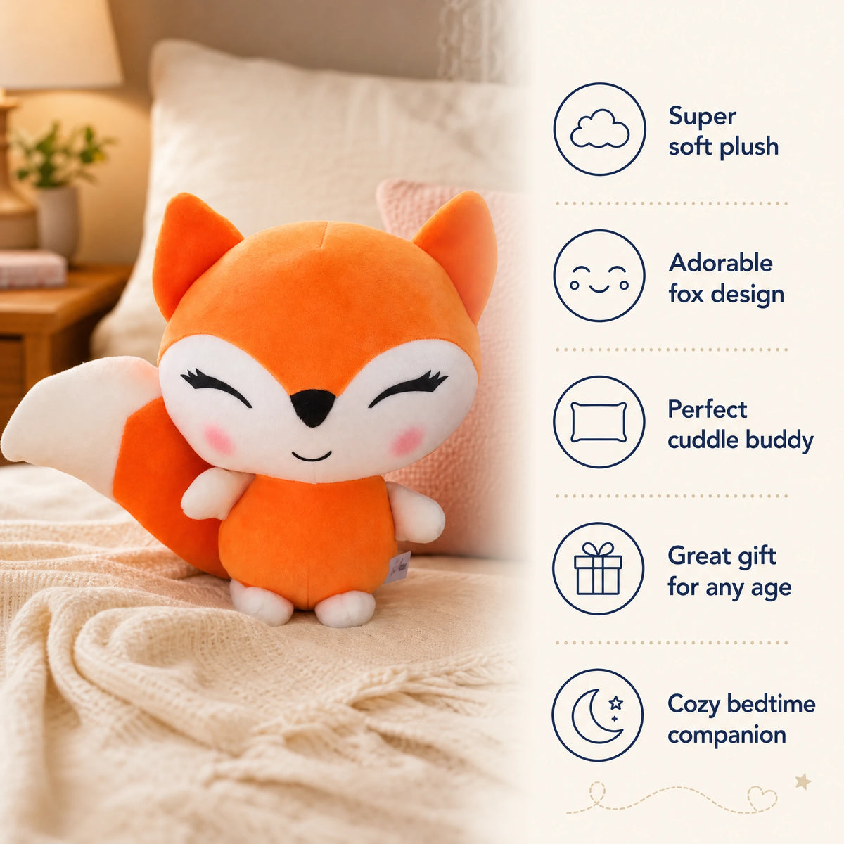 Fox Plush with Soft Fabric and Kawaii Design - Bénéfices produit