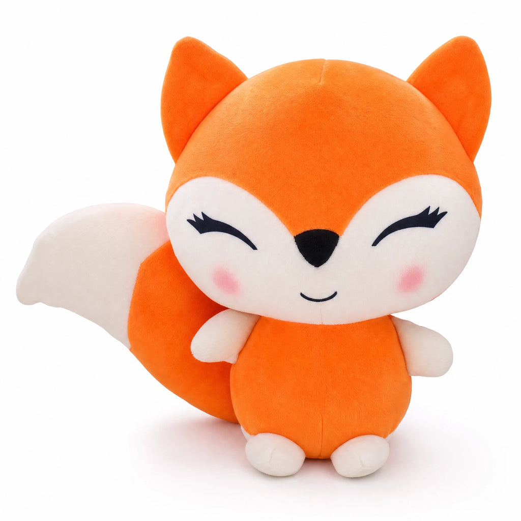 Fox Plush with Soft Fabric and Kawaii Design - Fond blanc