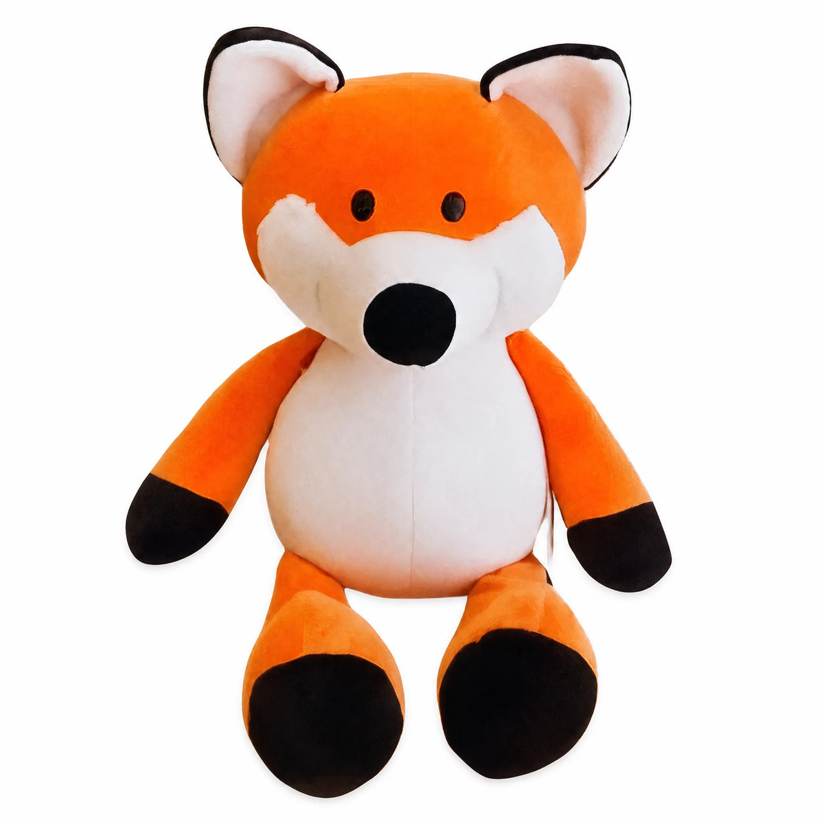 Fox Plush with Vibrant Orange and White Design - Fond blanc