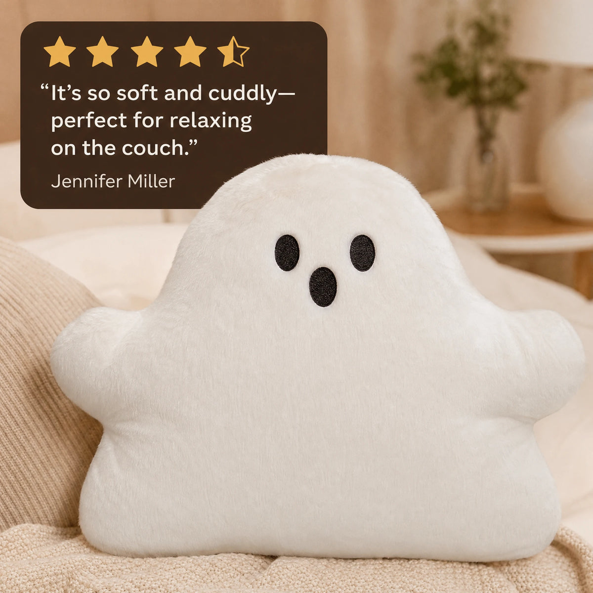 Ghost Plush Pillow with Hand Warmer Pockets - Image témoignage