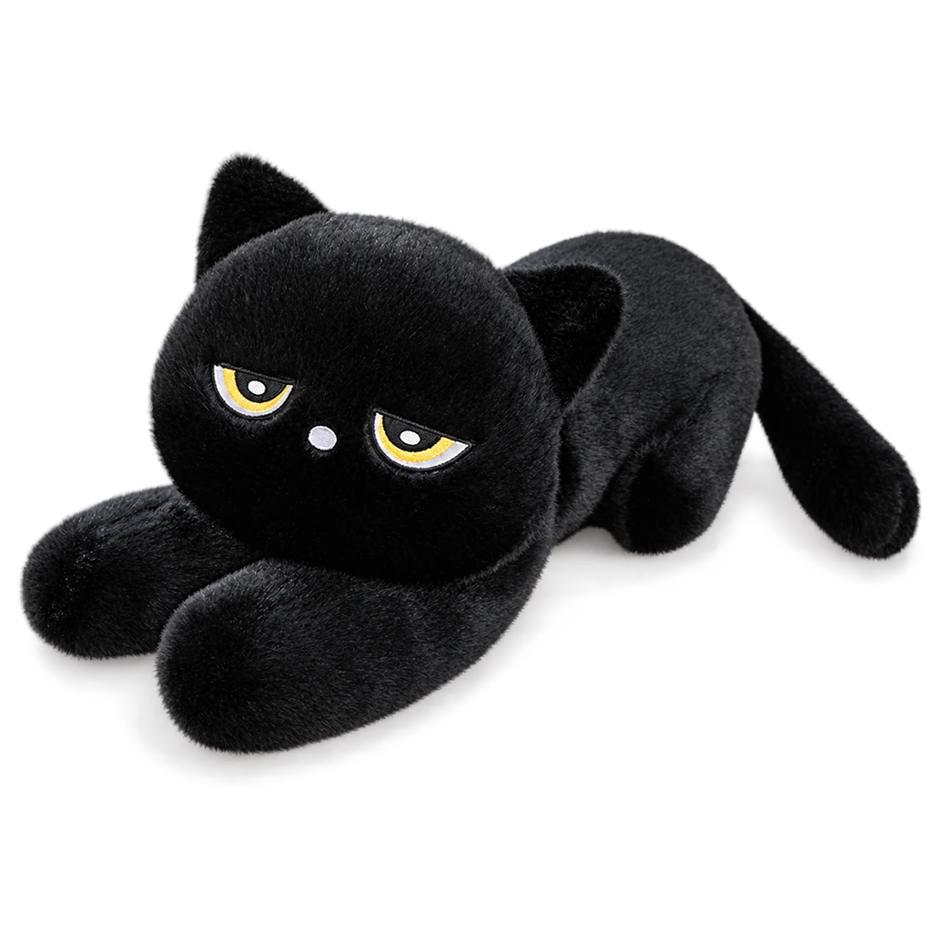 Giant Black Cat Plush with Yellow Eyes - Black / 23in / 60cm … (3 tailles)