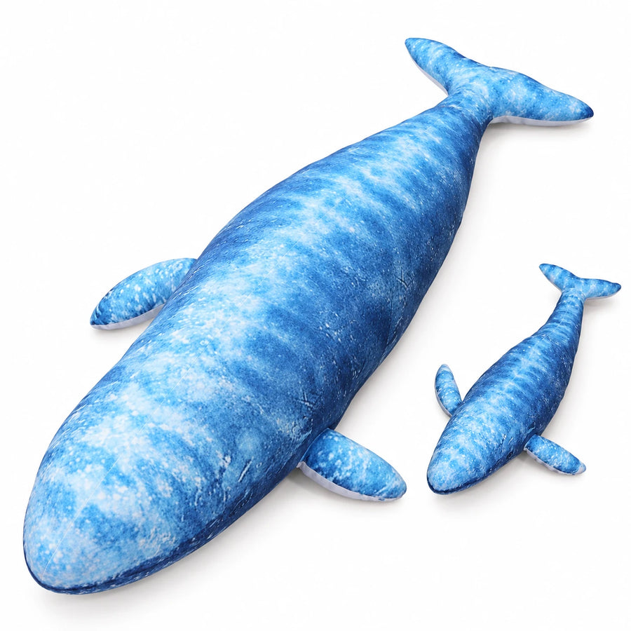 Giant Blue Whale Plush with Realistic Ocean Pattern - 55cm / 21in · 110cm / 43in · 130cm / 51in