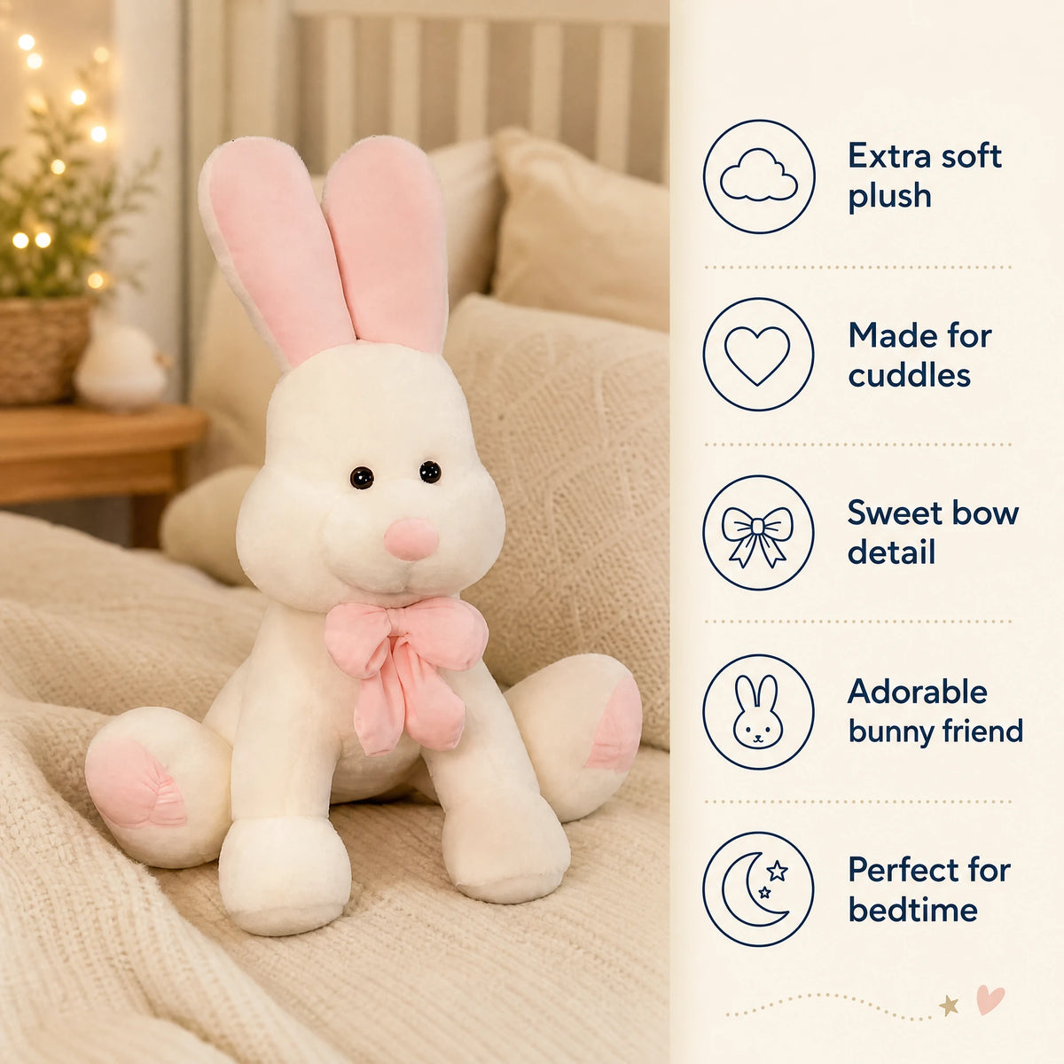 Giant Bunny Plush with Pink Bow and Ears - Bénéfices produit