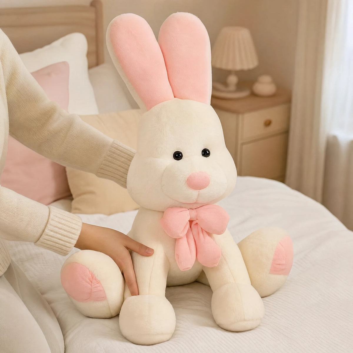 Giant Bunny Plush with Pink Bow and Ears - Utilisation du produit