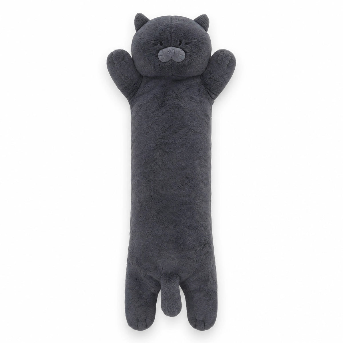 Giant Cat Plush Long Body Pillow in Black - Fond blanc