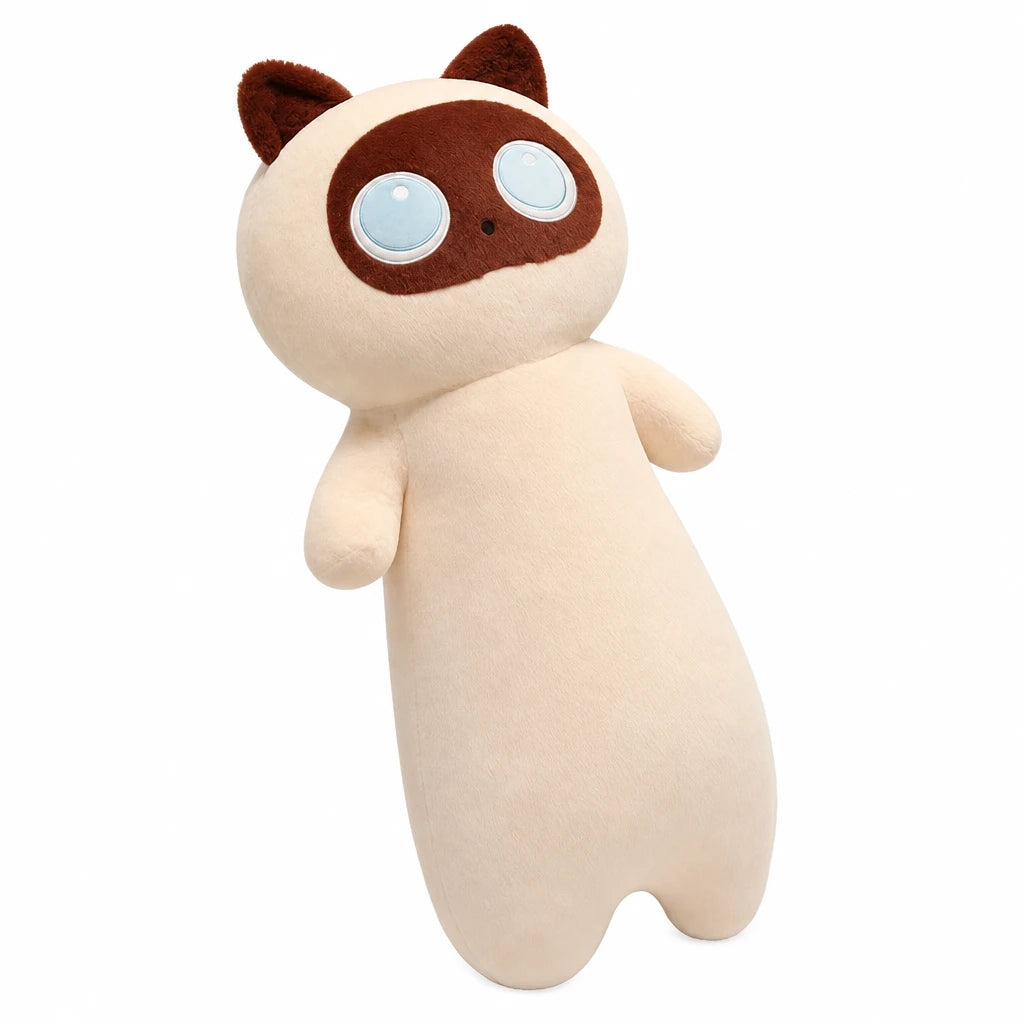Giant Cat Plush with Oversized Eyes – 51 Inch Cuddle Companion - Beige