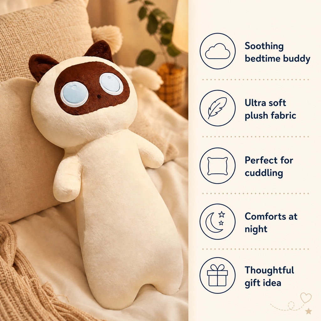 Giant Cat Plush with Oversized Eyes – 51 Inch Cuddle Companion - Bénéfices produit