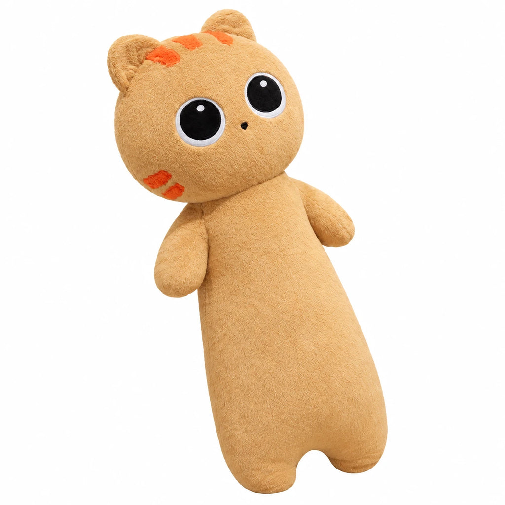 Giant Cat Plush with Oversized Eyes – 51 Inch Cuddle Companion - Brown