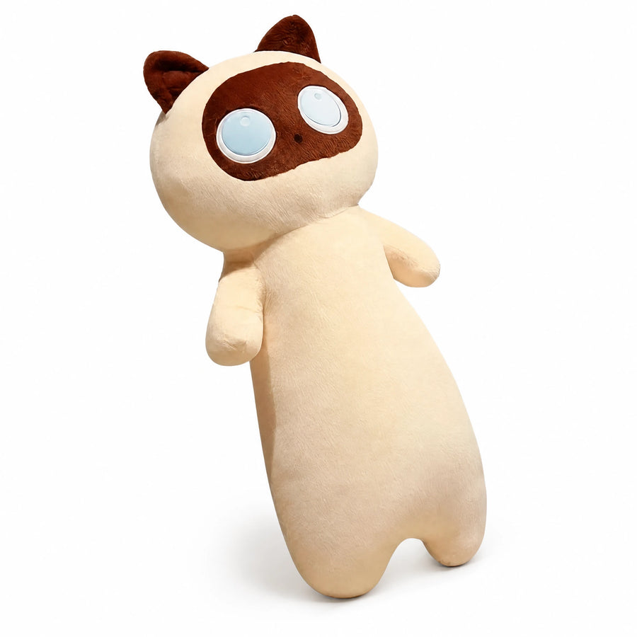 Giant Cat Plush with Oversized Eyes – 51 Inch Cuddle Companion - Fond blanc, autre angle