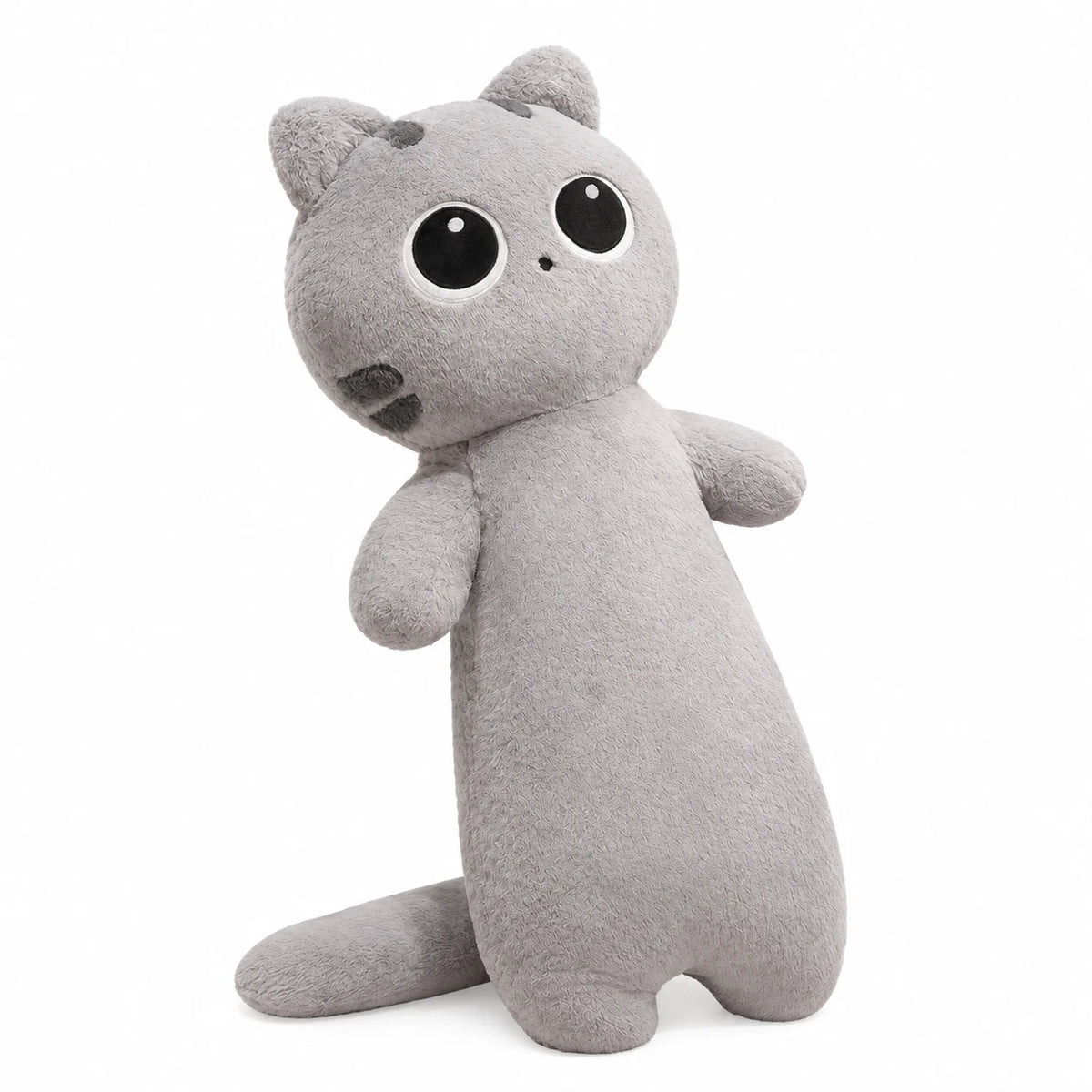 Giant Cat Plush with Oversized Eyes – 51 Inch Cuddle Companion - Gray