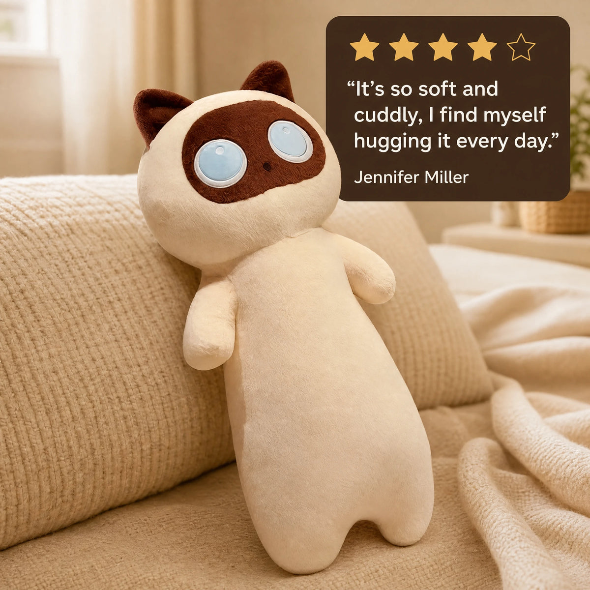 Giant Cat Plush with Oversized Eyes – 51 Inch Cuddle Companion - Image témoignage